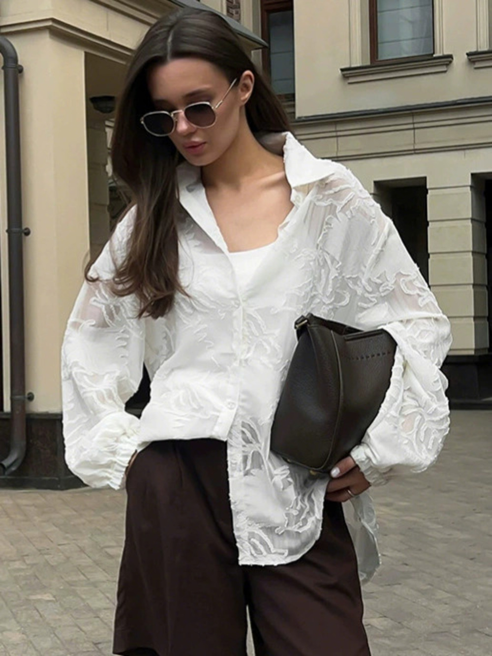 Forever 21 Sheer Jacquard Long Sleeve White Cardigan Fall